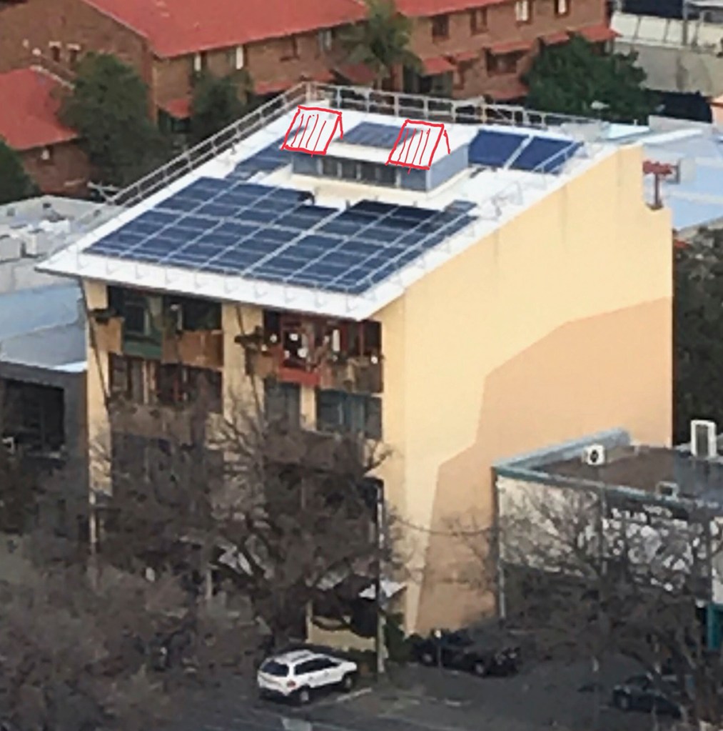 Stage 2 evacuated tube solar hot water boosters - planned at 45degrees for optimised winter performance