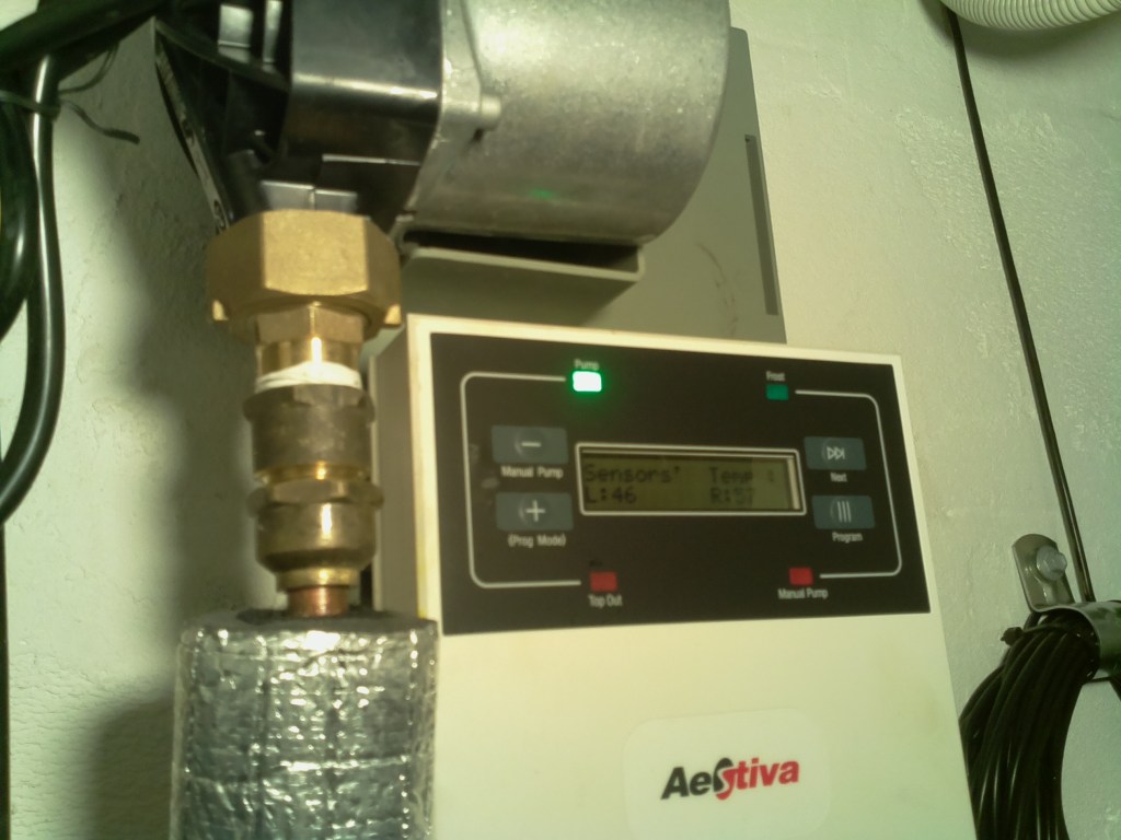 The smart controller turns on the pump, transferring the heated water into the storage tanks.